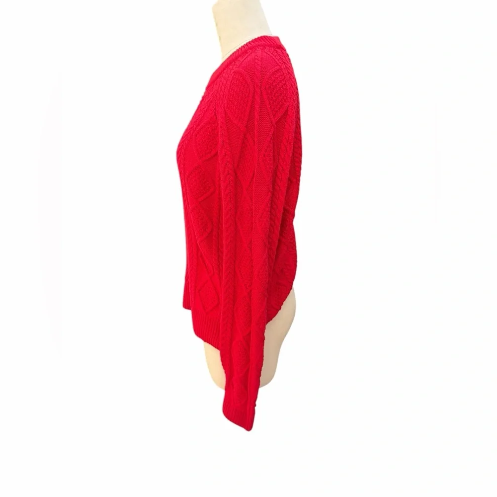 J‎ Crew Red Cable Knit Sweater size small new